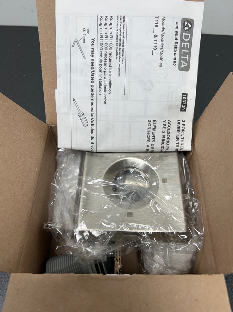 Delta T11851-SS Dryden Three Function Diverter Valve Trim Less Rough-In Valve - Two Independent Positions, One Shared Position - Brilliance Stainless