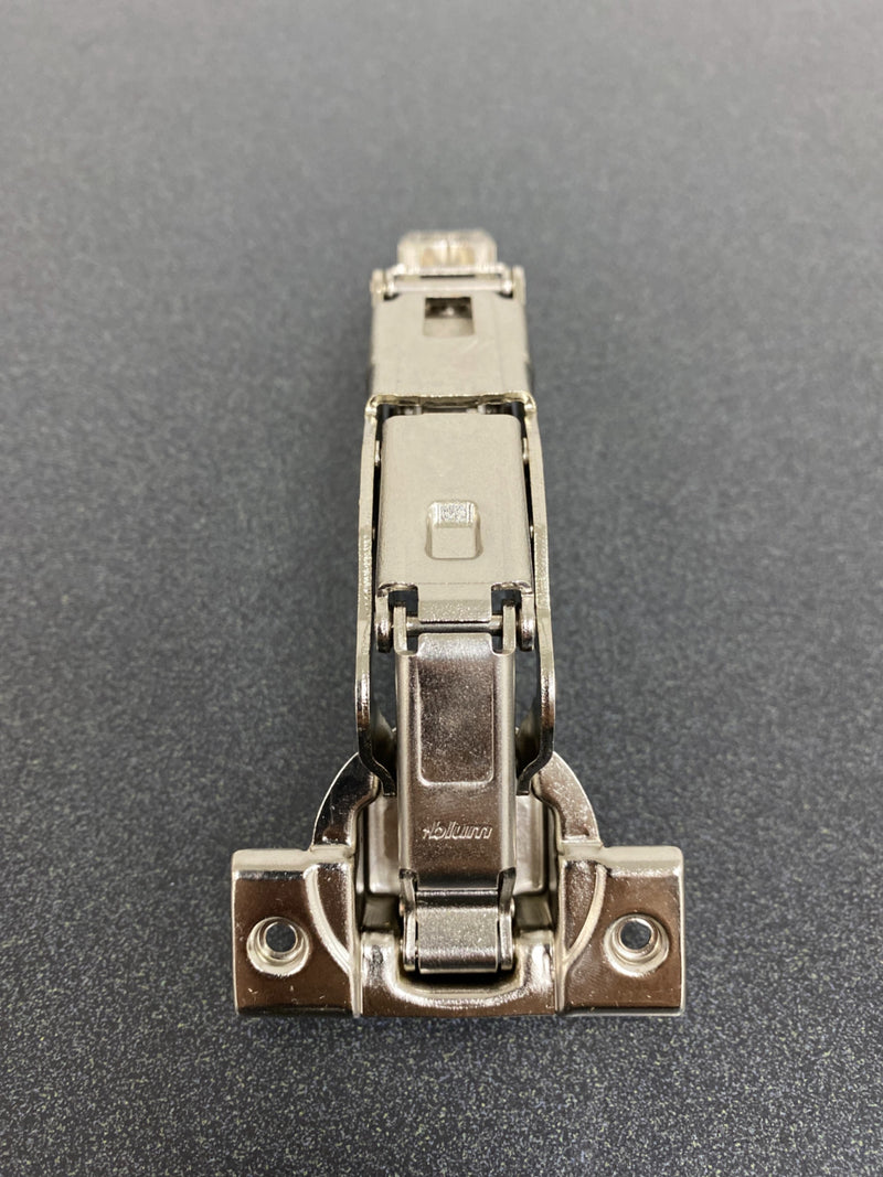Blum 71T7550 BLUMOTION Overlay Zero Protrusion Screw-On Cabinet Door Hinge with 155 Degree Opening Angle and Self Closing Function - Nickel