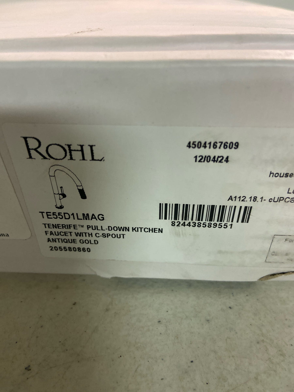 Rohl TE55D1LMAG Tenerife 1.75 GPM Single Hole Pull Down Kitchen Sink Faucet - Antique Gold