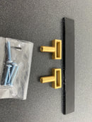 Sietto P-1903-7-SB Adjustable Center to Center 7 Inch Long Handle Cabinet Pull with Black Glass - Satin Brass