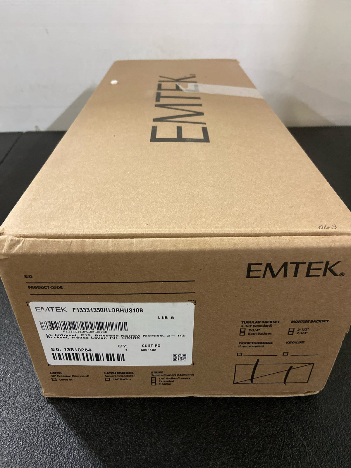 Emtek 3313US10B Helios Lever (RH)Brisbane Mortise Single Cylinder Half Plate Entry Set - Oil Rubbed Bronze