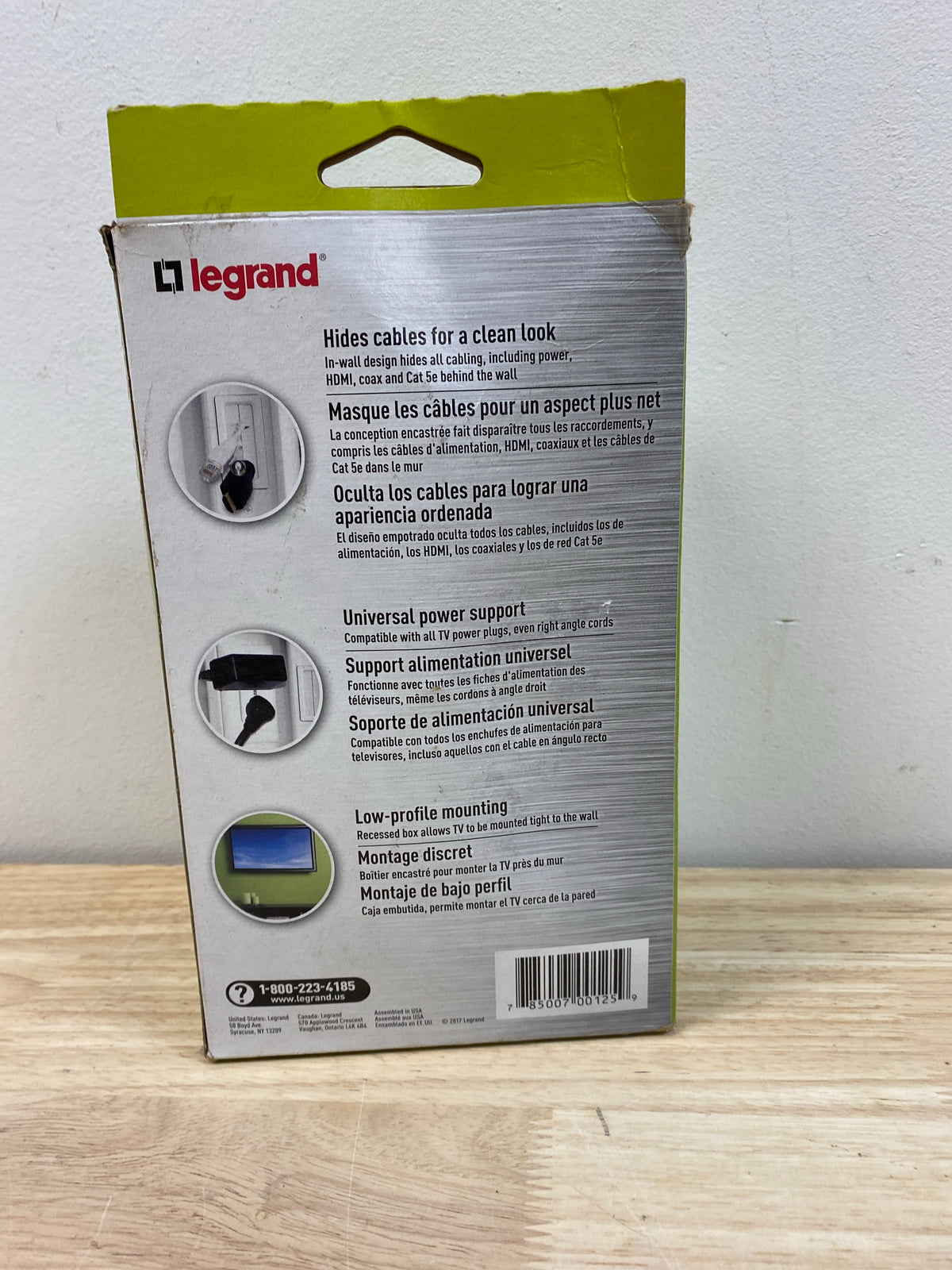 Legrand TV1WTVSSW Pass & Seymour Single Gang Recessed TV Box with Surge Protective and Low-Voltage Kit - White