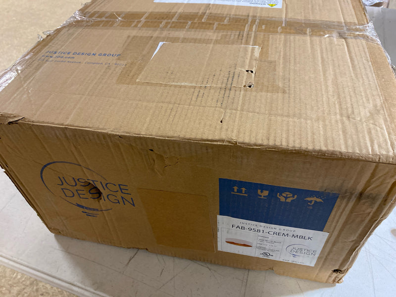 Justice Design Group FAB-9581-CREM-MBLK Warren 4 Light 18" Wide Flush Mount Drum Ceiling Fixture - Matte Black / Cream