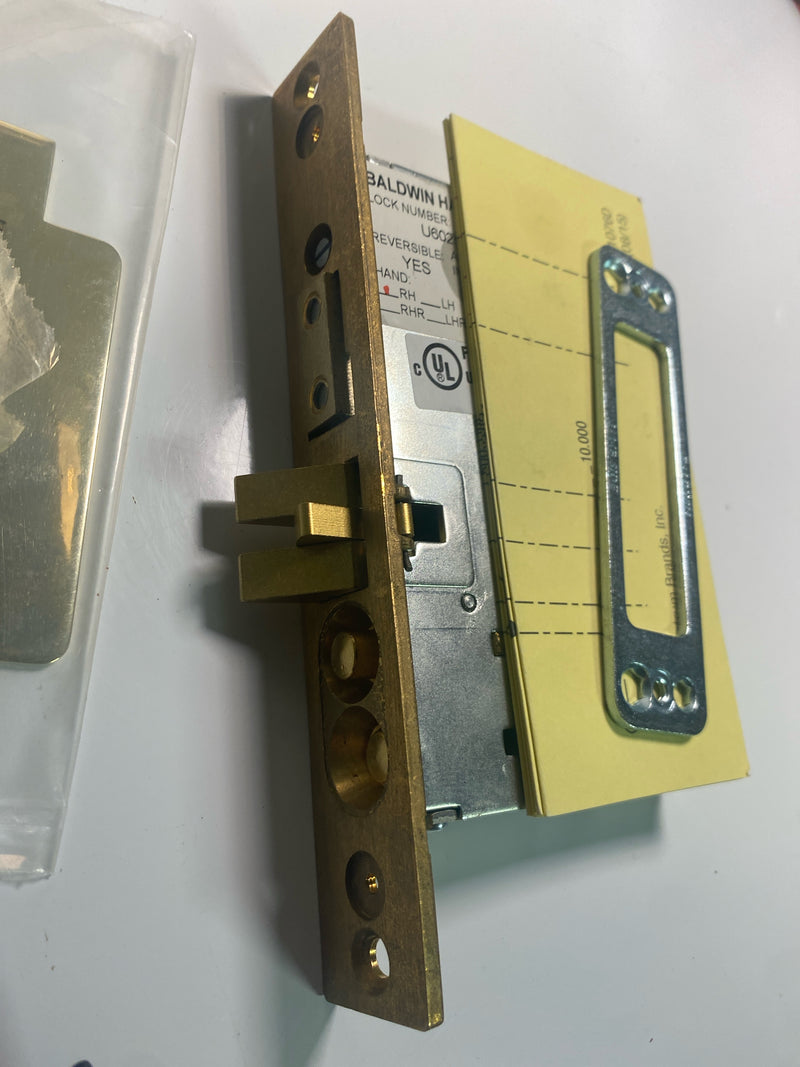 Baldwin 6021.003.R Right Handed Handleset and Knob Entrance Mortise Lock with 2-3/4-Inch Backset and Emergency Egress, Polished Brass