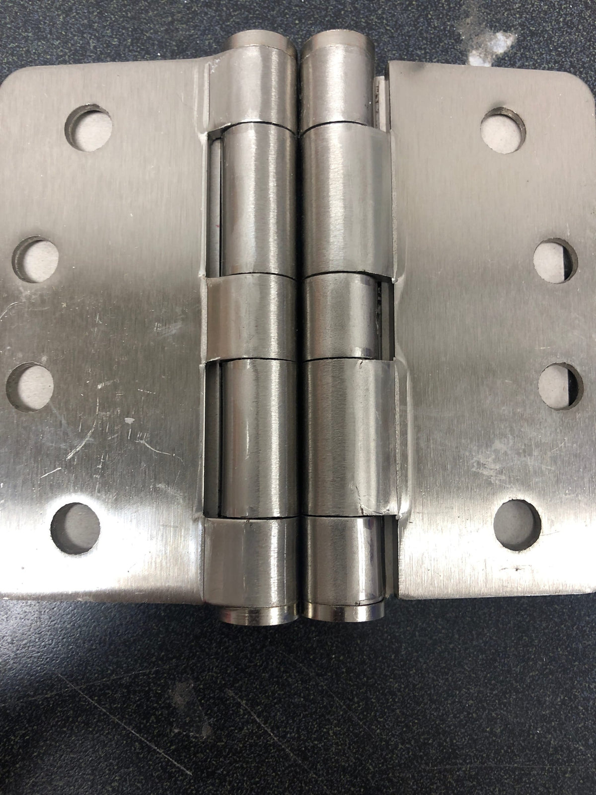Deltana S44R4HDN15 4" x 4" Plain Bearing 1/4" Radius Corners Mortise Hinge - Pair - Satin Nickel