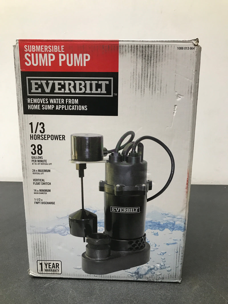 Everbilt HDSP33V 1/3 HP Aluminum Sump Pump Vertical Switch