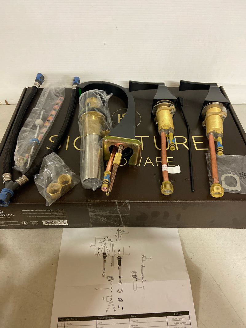 Signature Hardware 477035 Vilamonte 1.2 GPM Widespread Bathroom Faucet with Metal Lever Handles and Pop-Up Drain Assembly