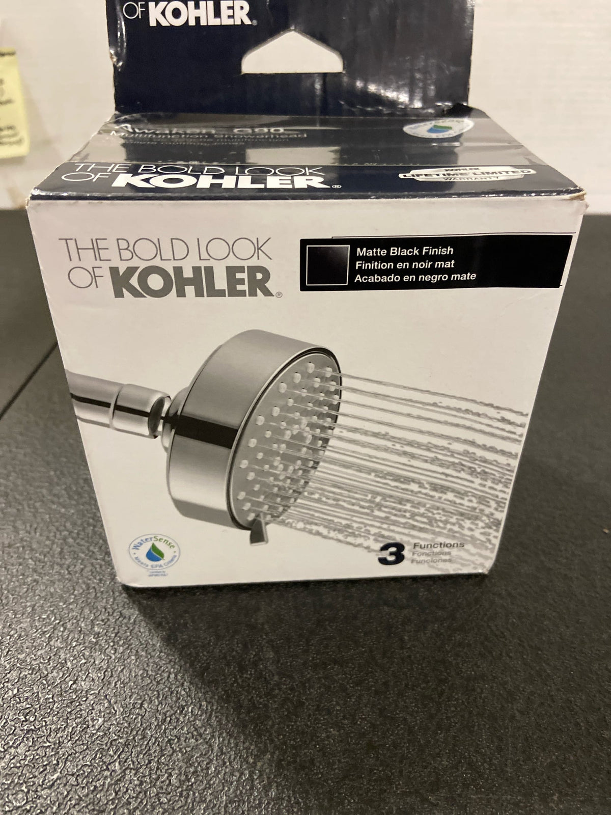 Kohler 72418-G-BL Awaken G90 Three-function showerhead, 1.75 gpm, Matte Black
