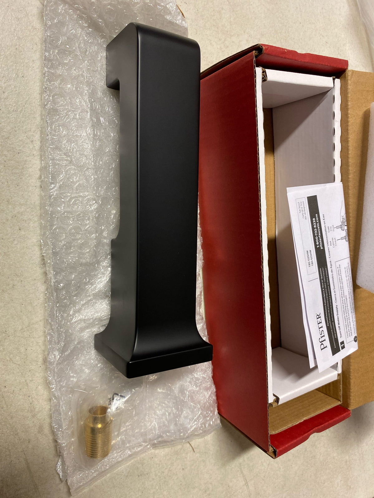 Pfister TBS-52SHWB Modern Square 8-11/16" Tub Spout - Matte Black