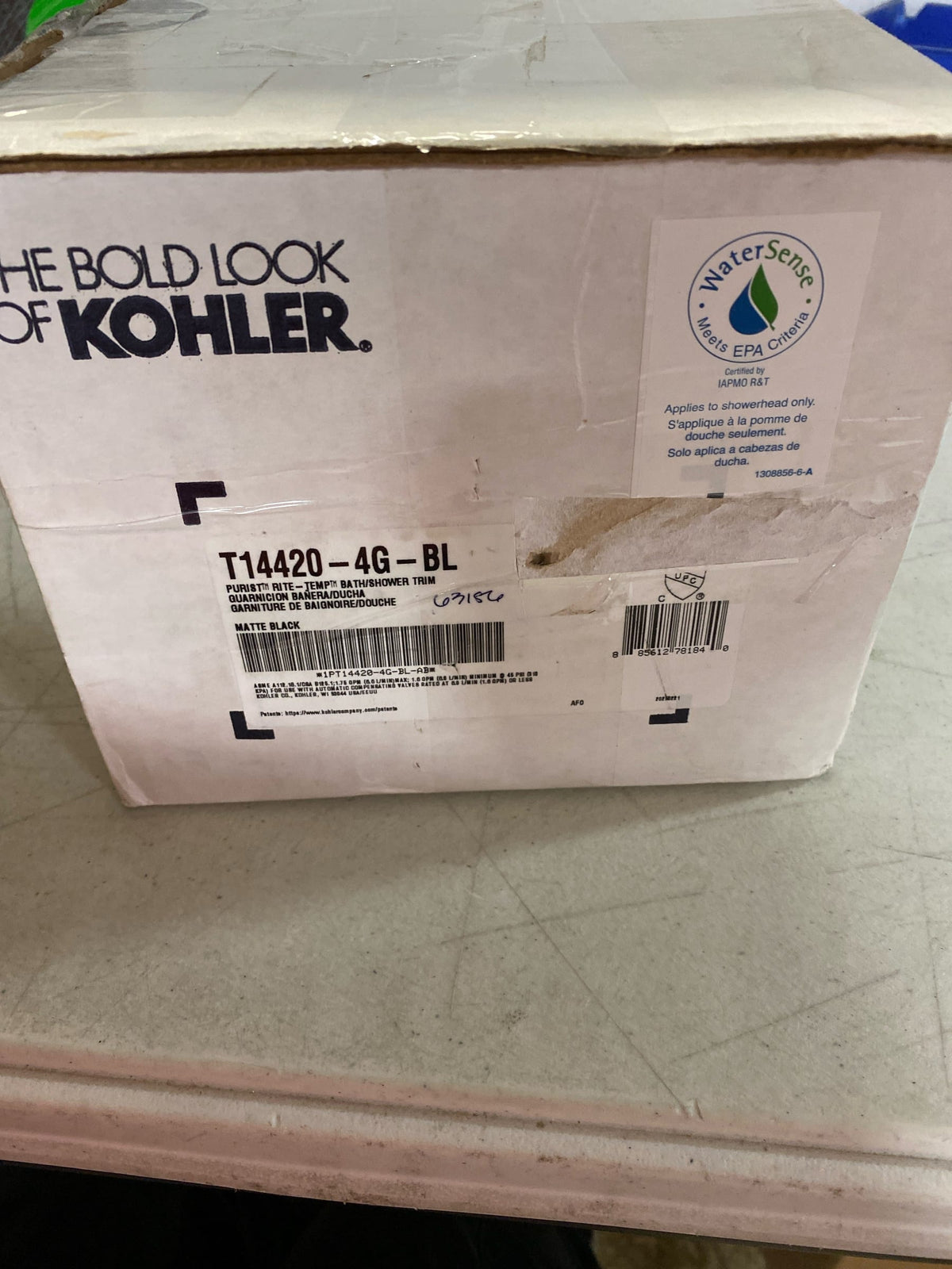Kohler K-T14420-4G-BL Purist Tub and Shower Trim Package with 1.75 GPM Single Function Shower Head with Rite-Temp Technology - Matte Black