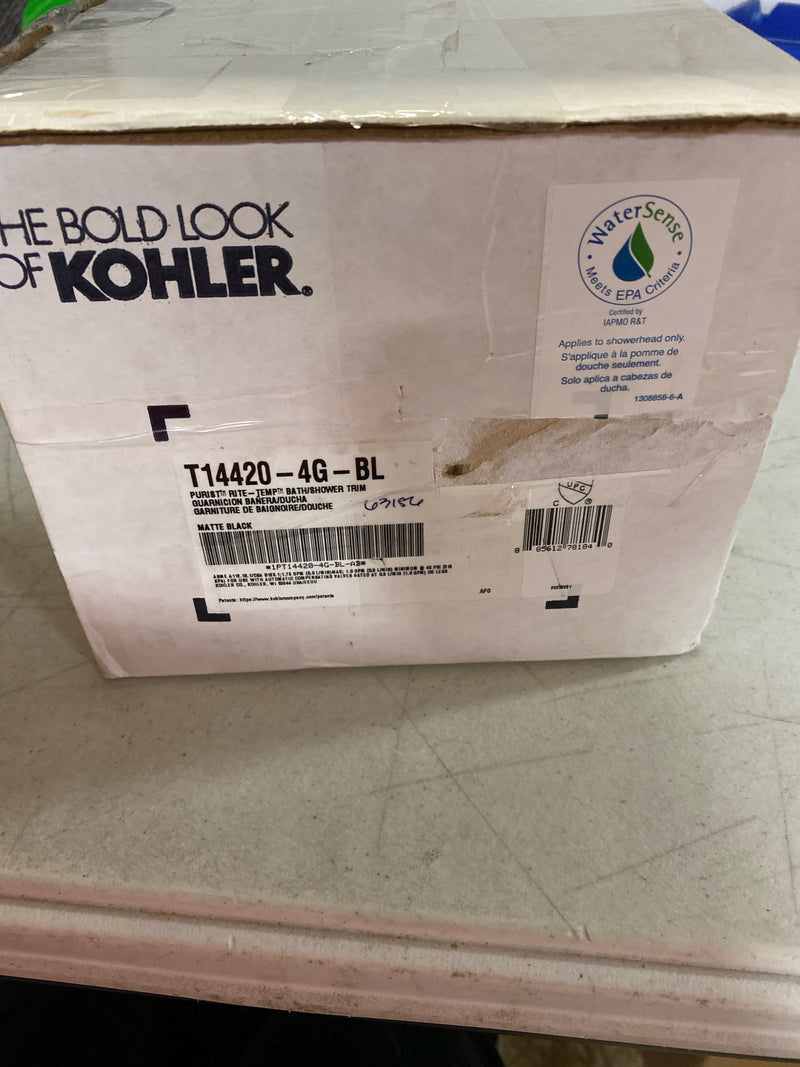 Kohler K-T14420-4G-BL Purist Tub and Shower Trim Package with 1.75 GPM Single Function Shower Head with Rite-Temp Technology - Matte Black