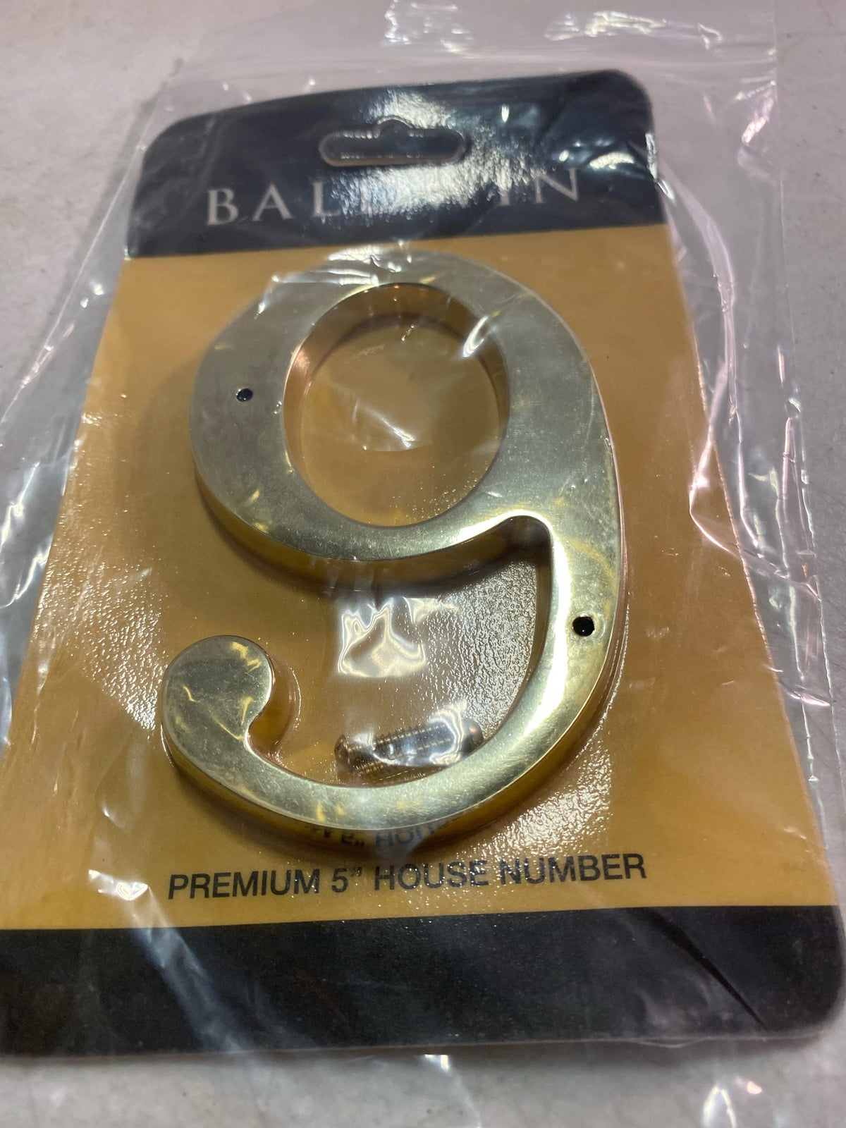Baldwin Estate 90679.003.CD Solid Brass Traditional House Number Nine in Polished Brass, 4.75"