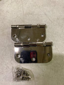 Deltana S35R5BB14 Commercial 3-1/2" x 3-1/2" Ball Bearing 5/8" Radius Corners Mortise Hinge - Pair - Polished Nickel