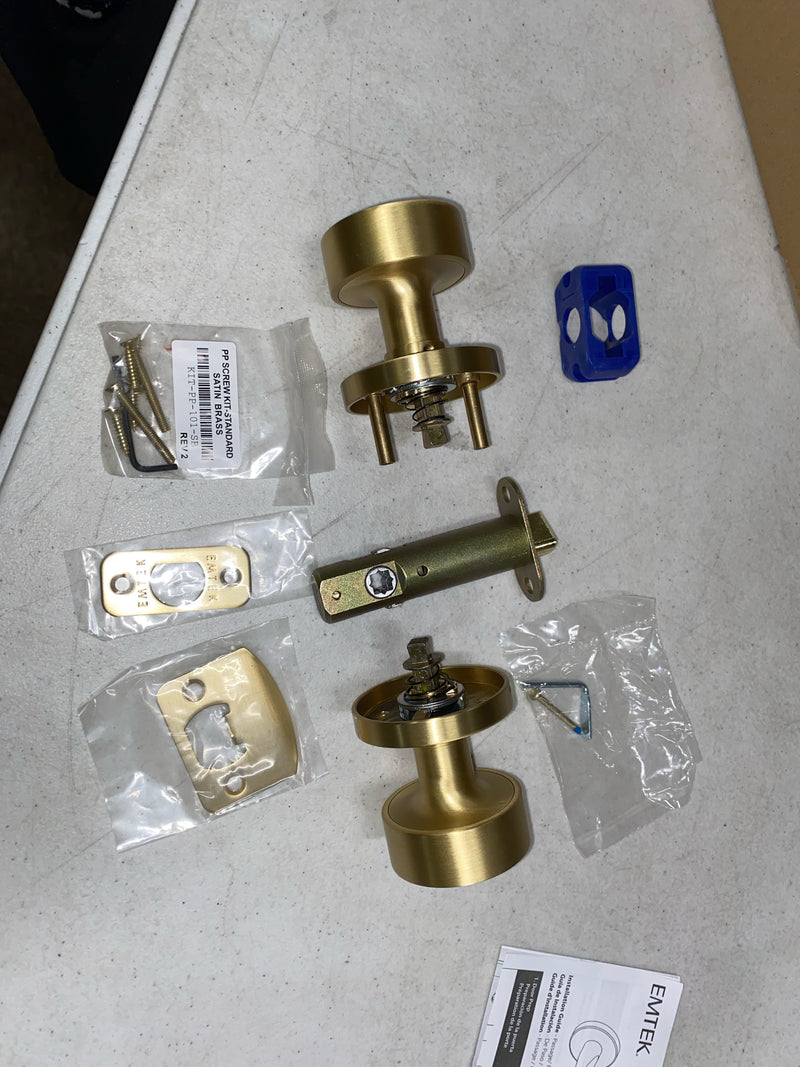 Emtek 5209ROUUS4 Round Privacy Door Knob Set with Disk Rose from the Brass Modern Collection - Satin Brass