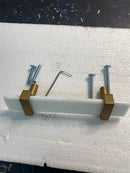 Sietto P-1901-5.5-SB Adjustable Center to Center 5-1/2 Inch Long Handle Cabinet Pull with White Glass - Satin Brass