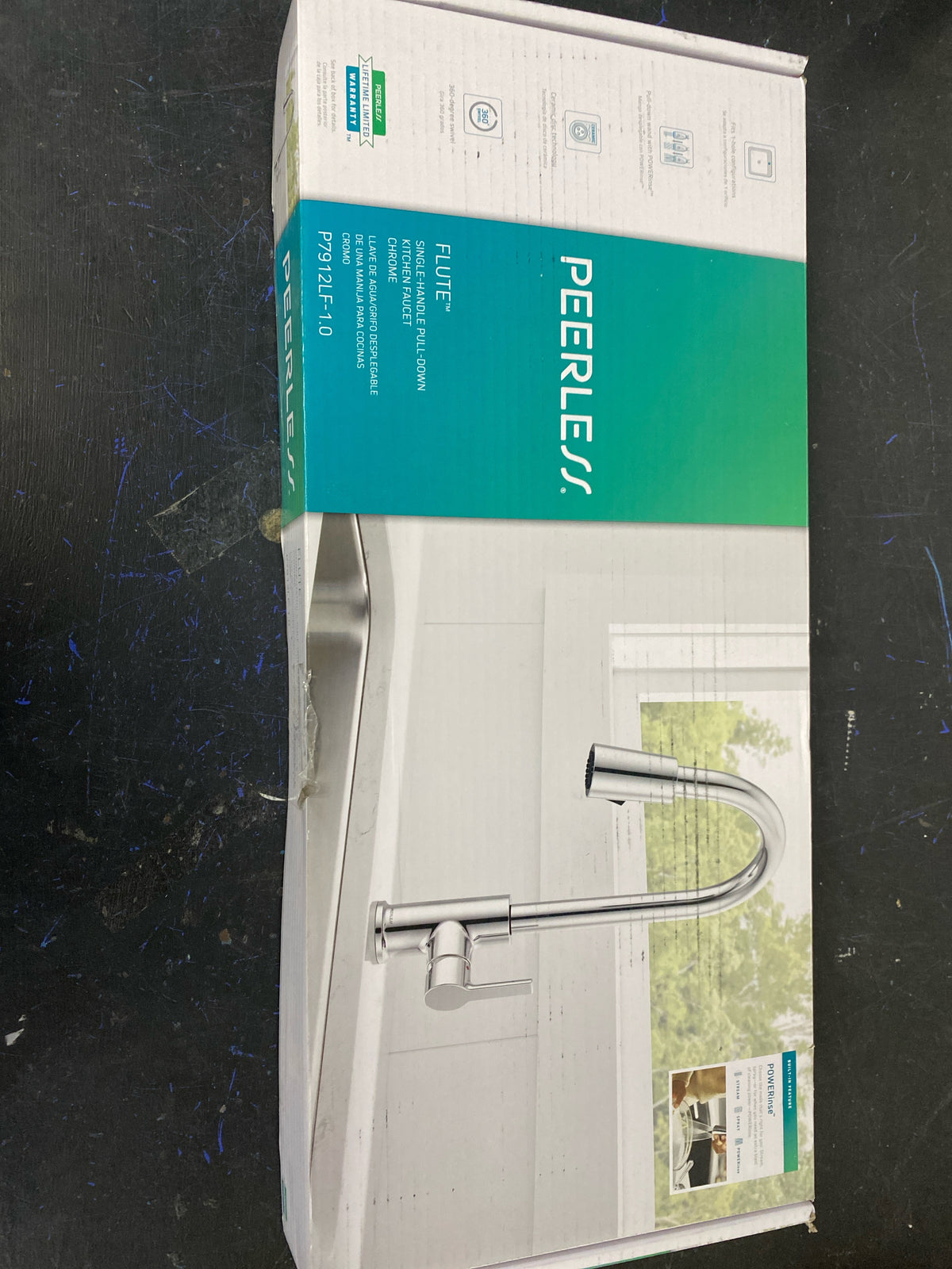 Peerless P7912LF-1.0 Flute 1.0 GPM Deck Mounted Pull Down Kitchen Faucet with POWERinse Technology - Chrome