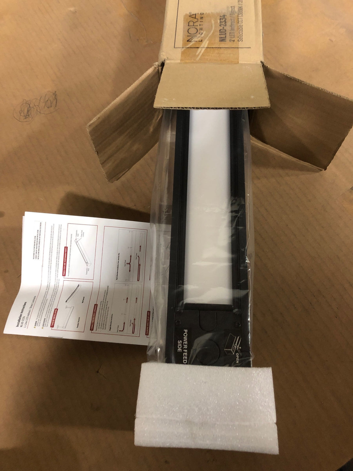 Nora Lighting NLUD-2334B 2 ft Selectable CCT 9-30W & 1058-3527 lm L-LineIndirect & Direct Linear LED - Black