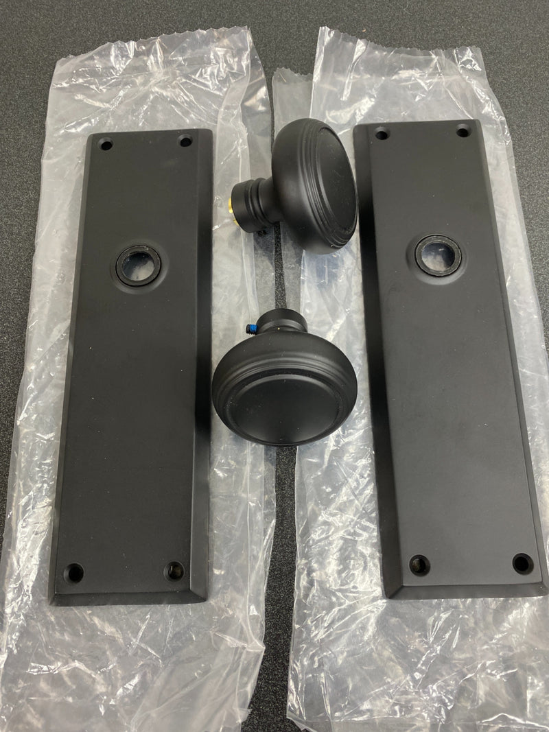 Emtek 8854US19 9" Height Quincy Sideplate Classic Brass Dummy Set - Flat Black