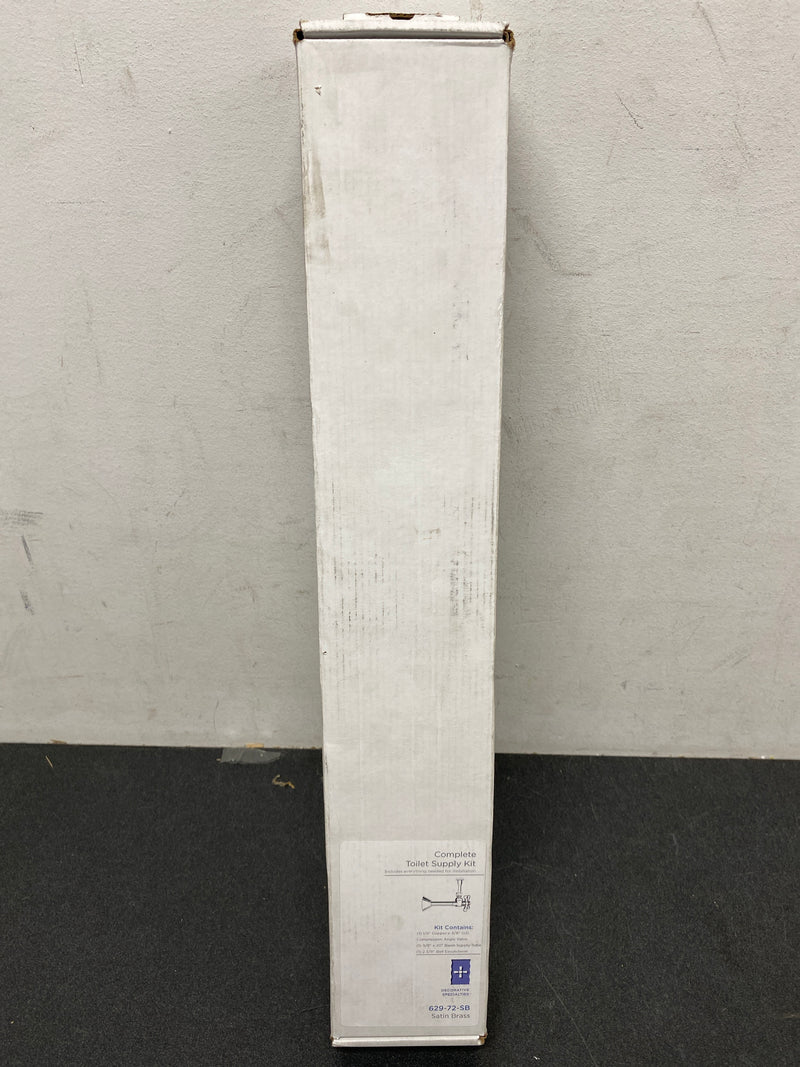 Jaclo 629-72-SB Quarter Turn Angle Pattern 1/2" IPS x 3/8" O.D. Faucet Supply Kit with Standard Cross Handle, 20" Supply Tubes, and Escutcheon - Satin Brass