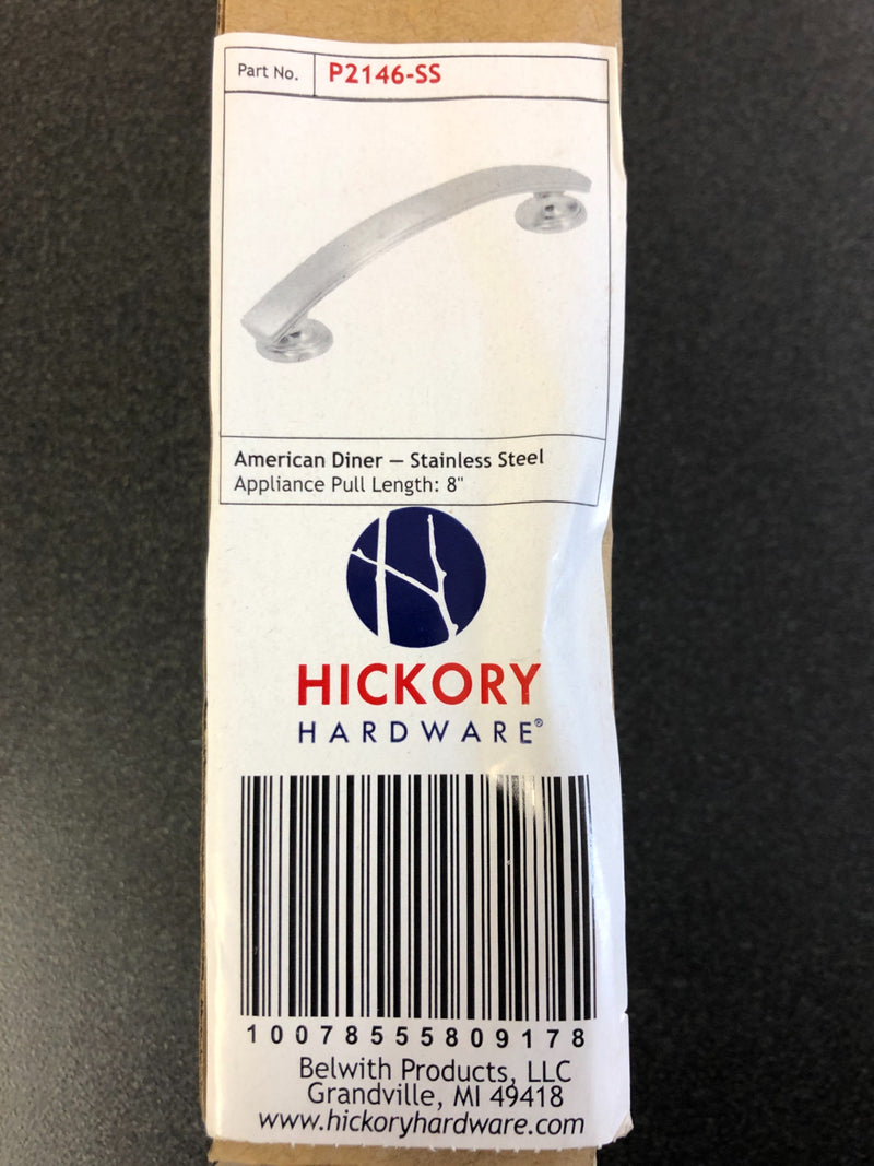 Hickory Hardware American Diner 8 Inch Center to Center Appliance Pull - Stainless Steel