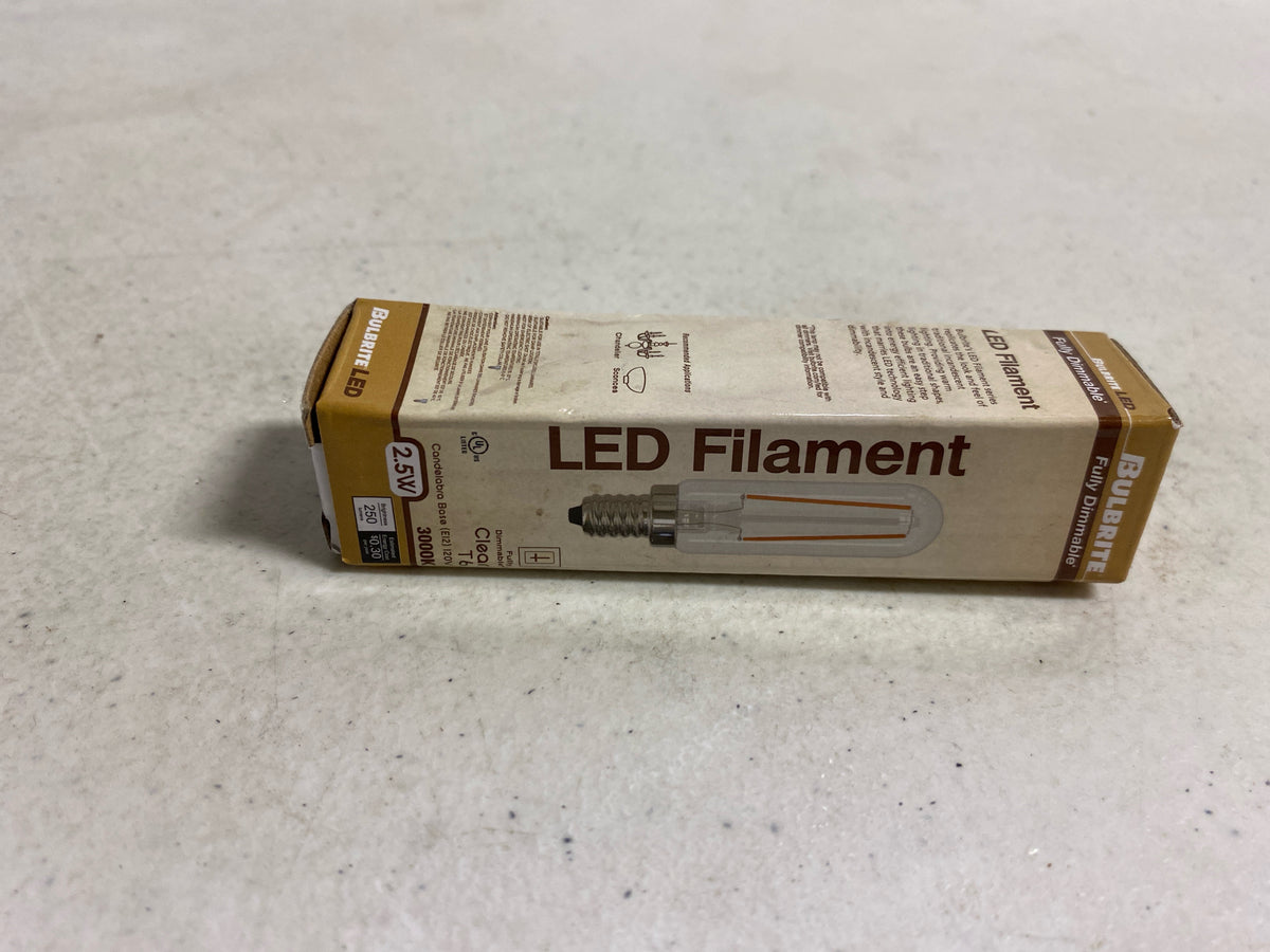 Bulbrite 861929 Pack of (4) 2.5 Watt Vintage Edison Dimmable T6 Candelabra (E12) LED Bulbs - 180 Lumens, 3000K, and 80CRI - Clear