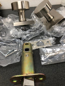 Emtek 5212ROUUS15 Round Knobset Privacy Door Knob Set with Modern Rectangular Rose - Satin Nickel