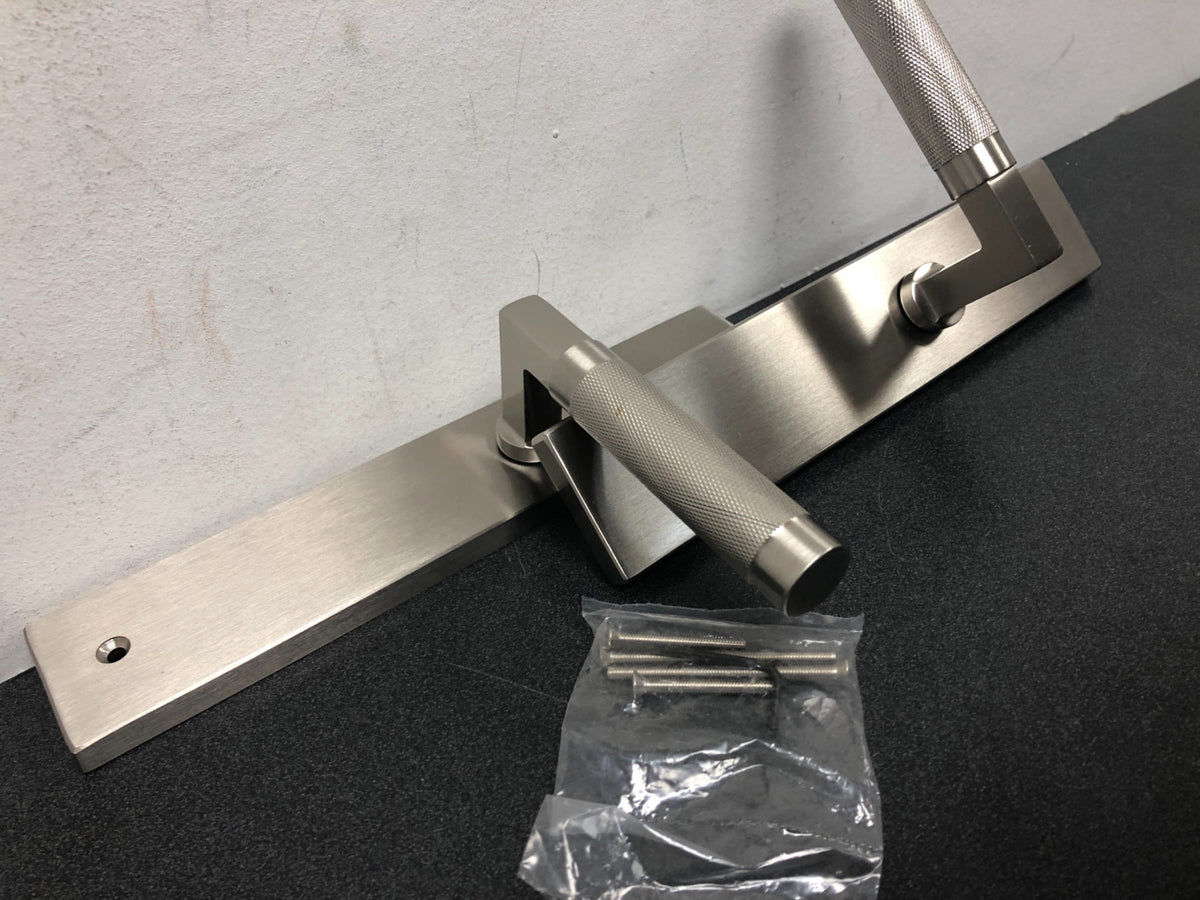 Emtek 8045US15 10 Inch Stretto Rectangular Dummy Sideplate Entry Set from the Brass Modern Collection - Satin Nickel
