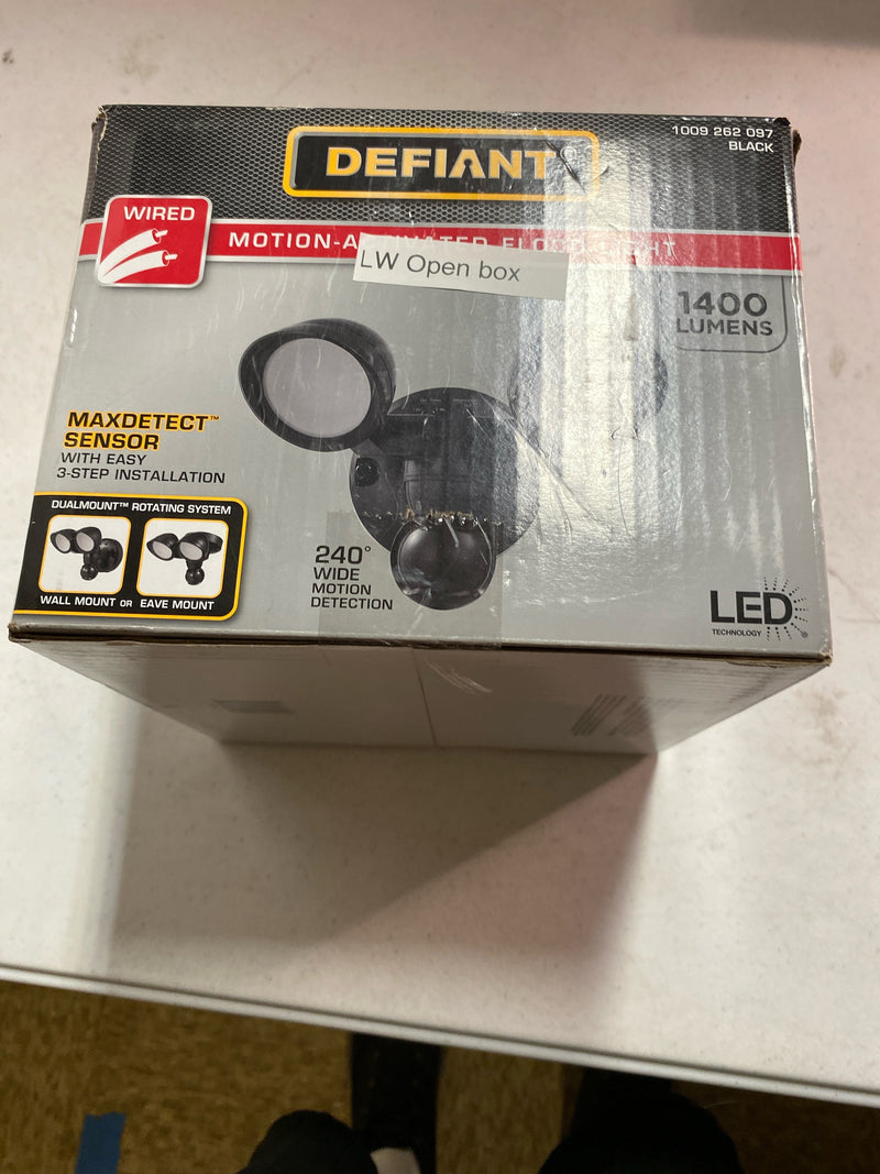 Defiant 17000018 MaxDetect 240° Black Motion Sensor Wired Outdoor Exterior 2-Head Motion Activated LED Security Flood Light 1400 Lumens