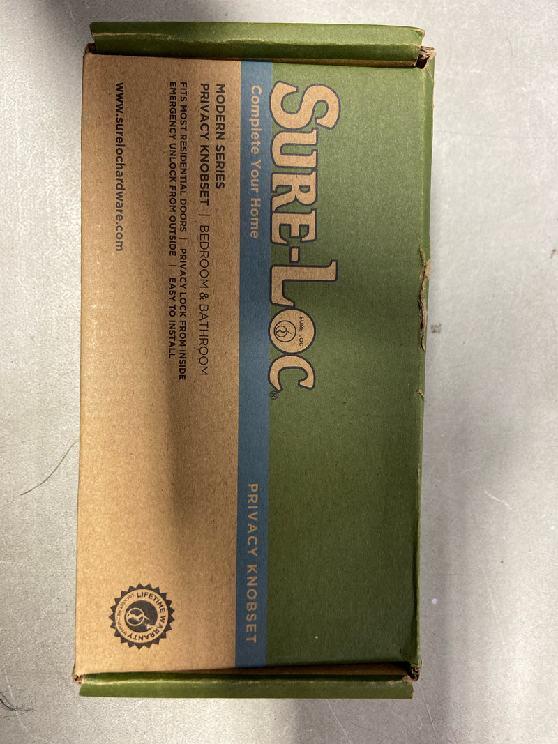 Sure-Loc ZH102-SQ SB Zurich Privacy Door Knob Set with Square Rose - Satin Brass