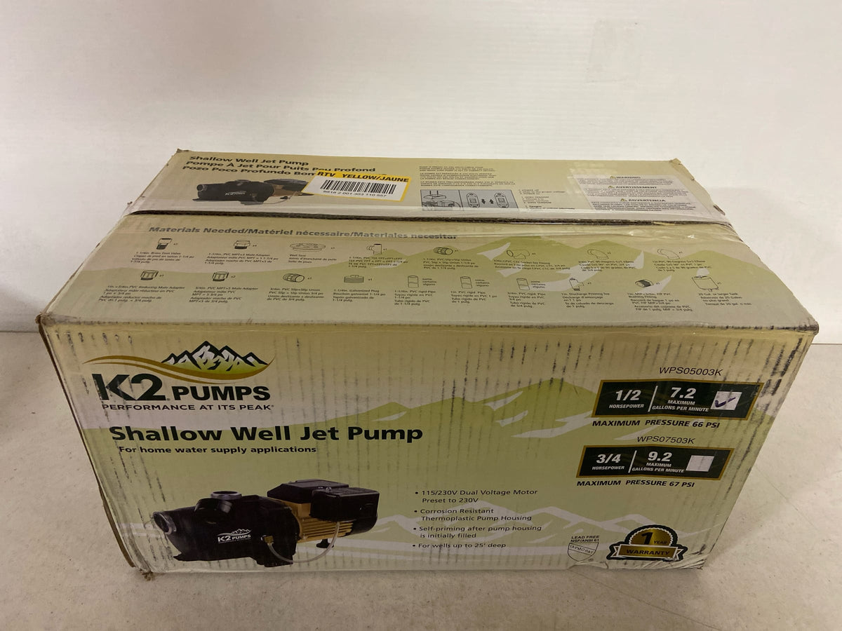 K2 Pumps WPS05003K 1/2 HP Shallow Well Jet Pump