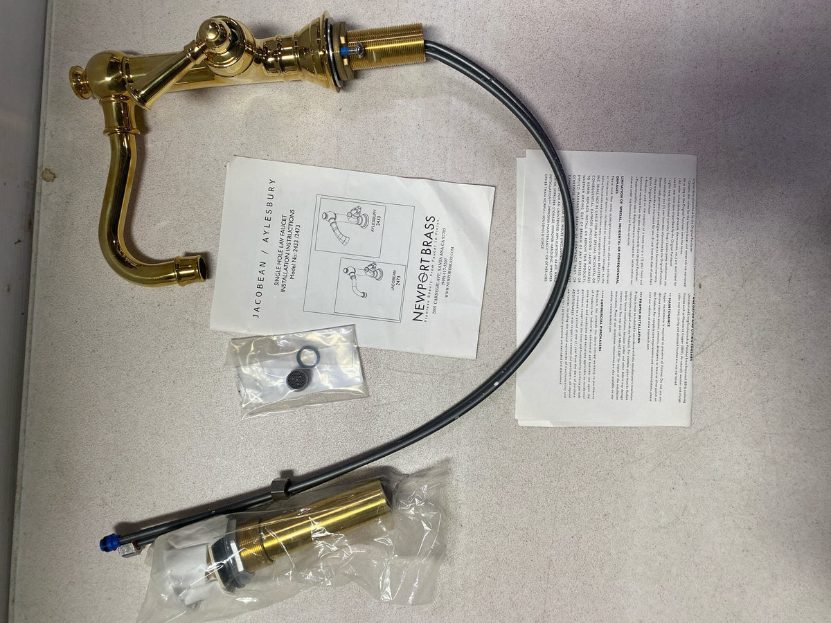 Newport Brass 2473/03N Jacobean 1.20 GPM Single Hole Bathroom Faucet with Pop-Up Drain Assembly - Polished Brass Uncoated (Living)