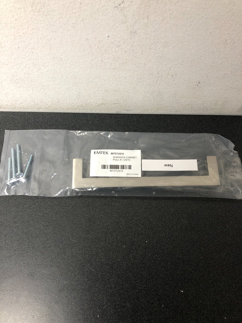 Emtek 86707US15 Warwick 6 Inch Center to Center Handle Cabinet Pull from the Modern Rectangular Collection - Satin Nickel