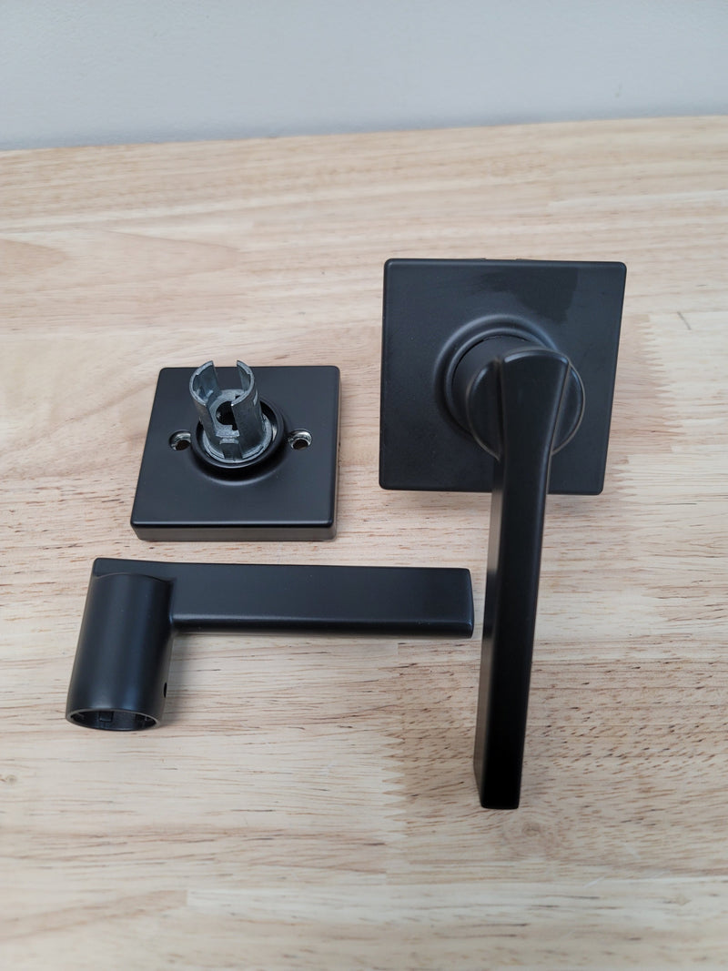 Kwikset 200CSLSQT-514 Casey Passage Door Lever Set with Square Rose - Iron Black