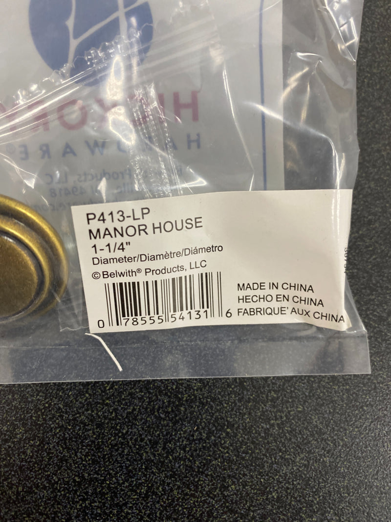 Hickory Hardware P413-LP Eclipse 1-1/4 Inch Mushroom Cabinet Knob - Lancaster Hand Polished