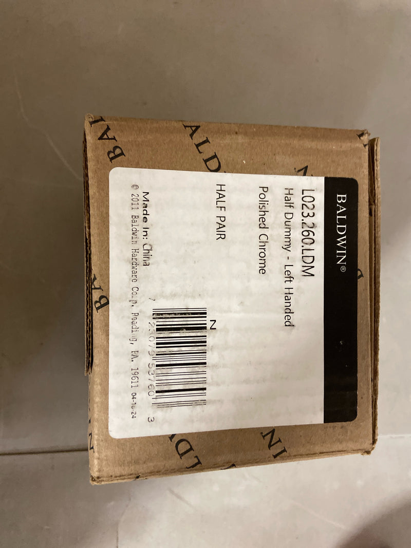 Baldwin L023260LDM L023 Left Handed Non-Turning One-Sided Dummy Door Lever with R017 Rose from the Estate Collection - Polished Chrome