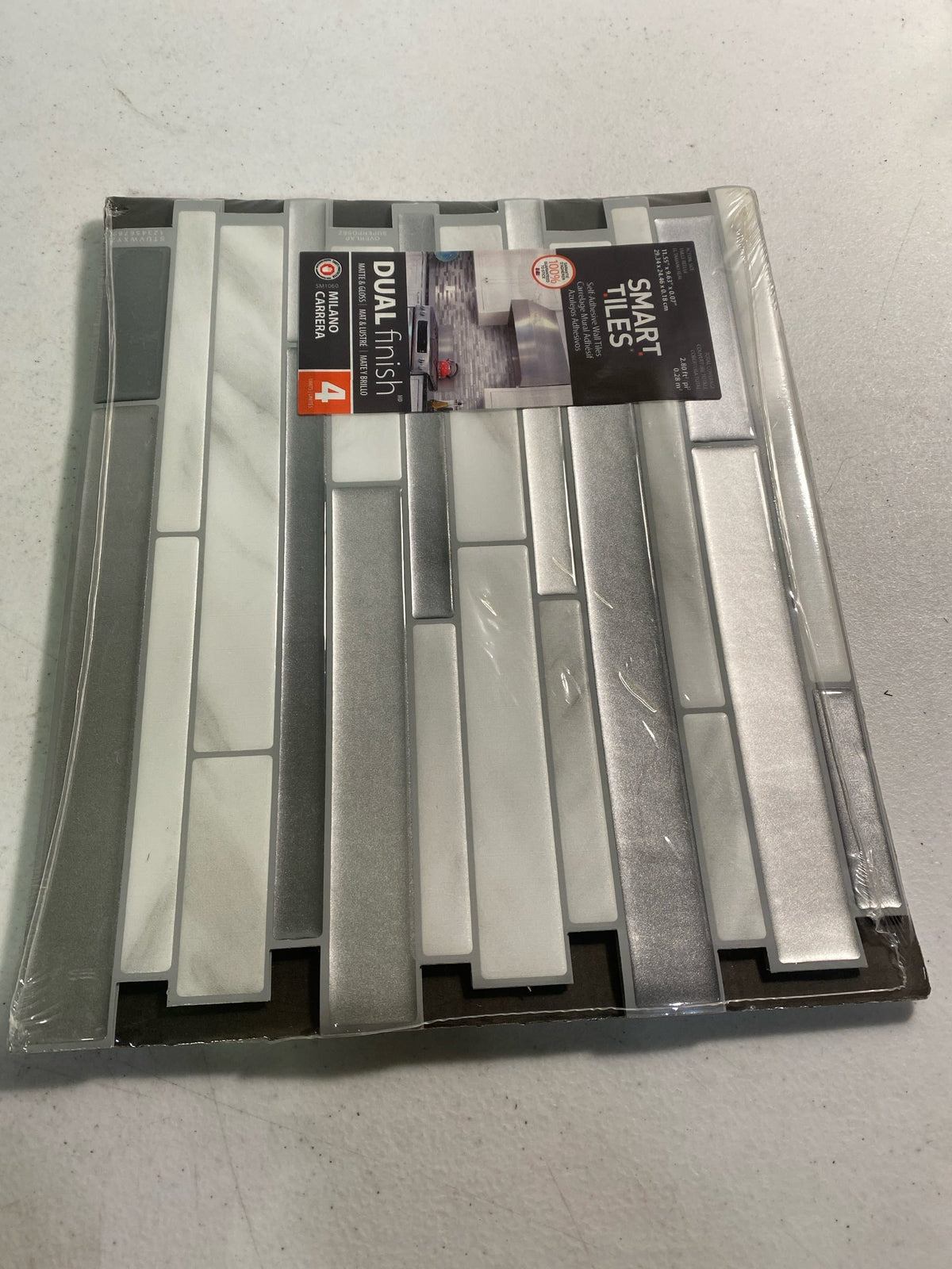 Smart tiles SM1060-4 Milano Carrera Gray 11.55 in. x 9.64 in. Vinyl Peel and Stick Tile (2.8 sq. ft./ 4-pack)