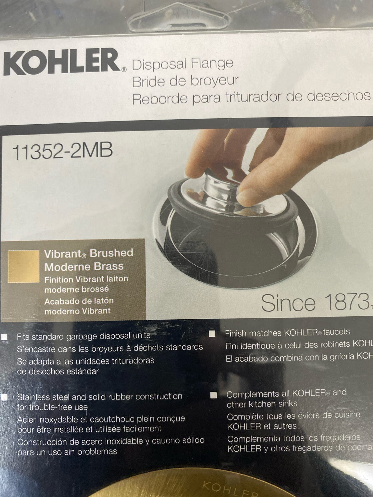 Kohler Solid Durable Disposal Flange and Stopper for Standard Garbage Disposals