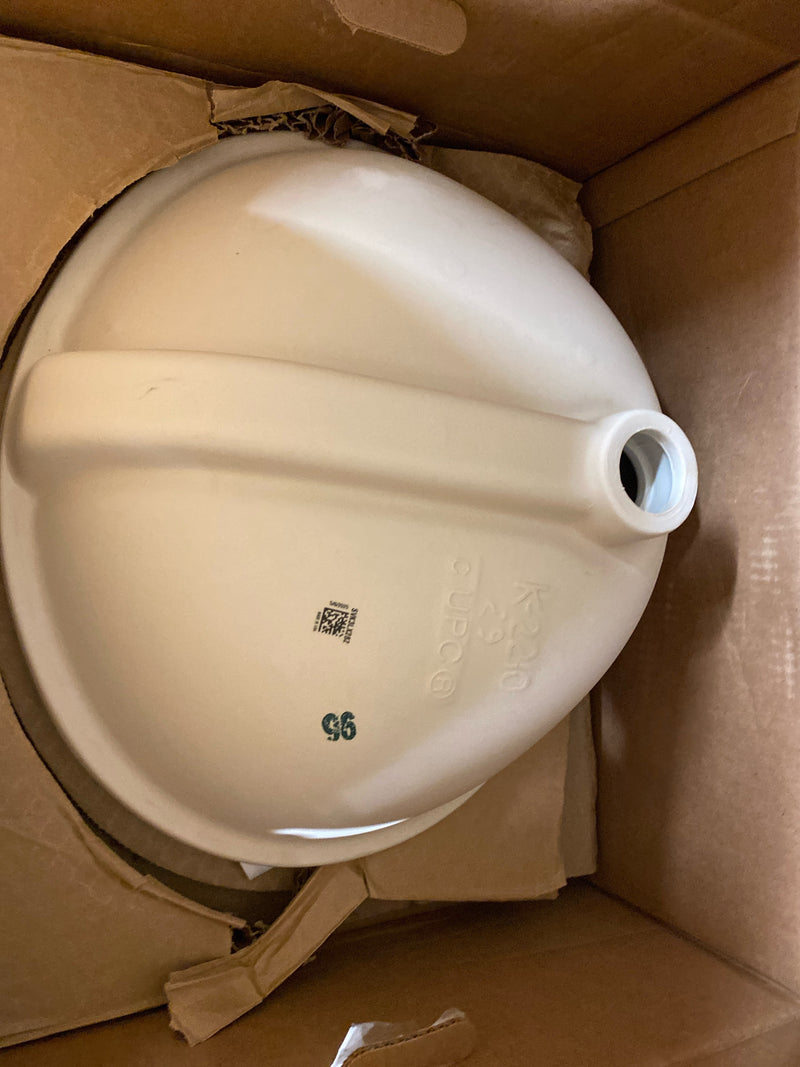 KOHLER Caxton Vitreous China Undermount Bathroom Sink with Overflow Drain in Biscuit with Overflow Drain-K-2210-96