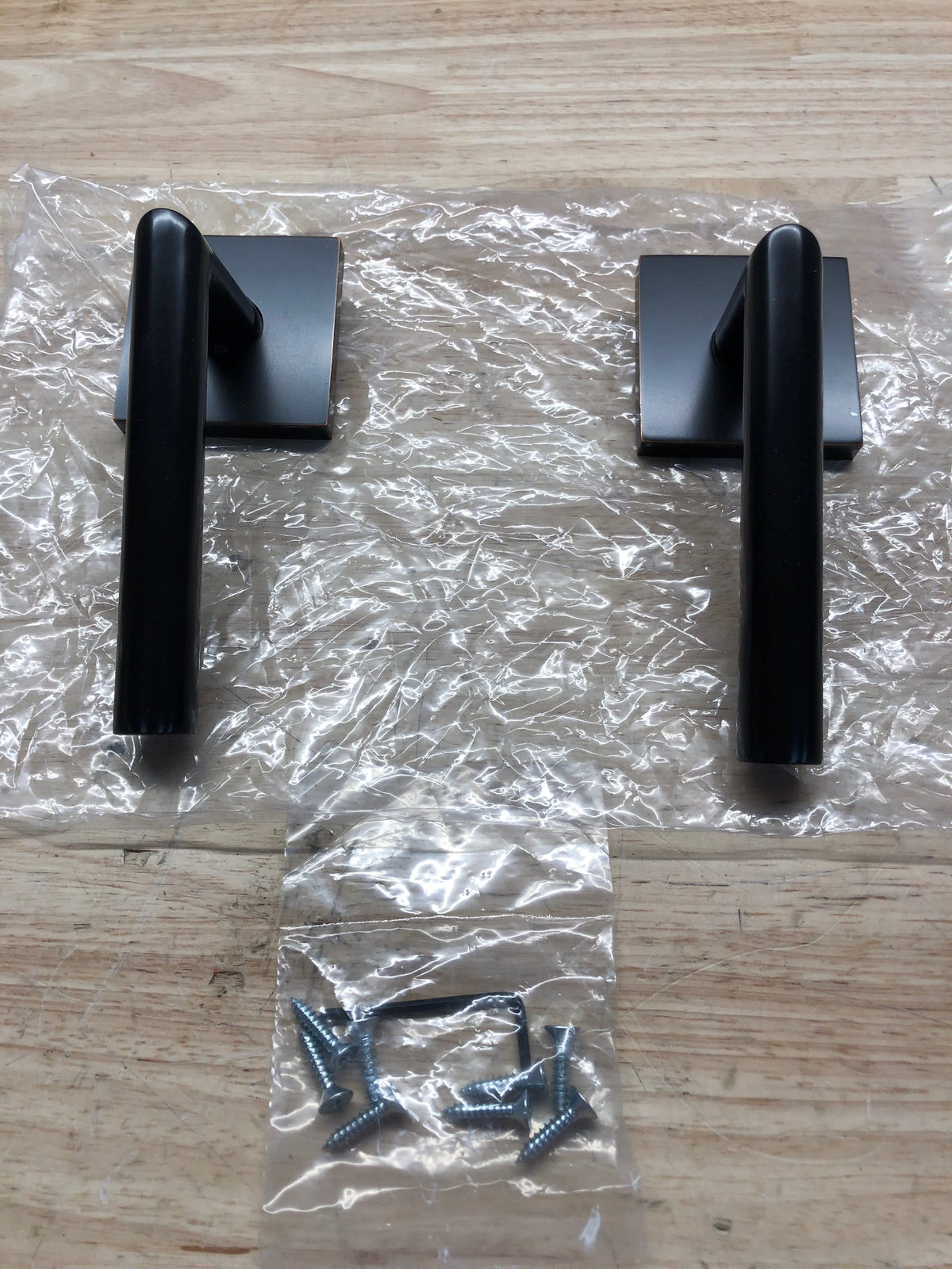 Emtek 5050STUUS10BLH Stuttgart Left Handed Non-Turning Two-Sided Dummy Door Lever Set with Square Rose from the Brass Modern Collection - Oil Rubbed Bronze
