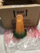 Bieye LS103 Lily Flower Blown Glass Lampshade (Amber Green, Opening I.D. 1.26" x O.D. 1.5")