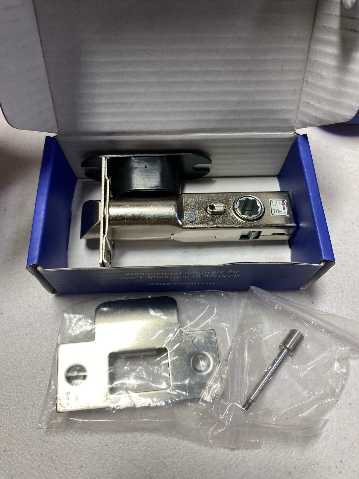 Linnea L10-PAR-SSS Marine Grade 316 Stainless Steel LL100 Passage Door Lever Set with Round Rose - Satin Stainless Steel