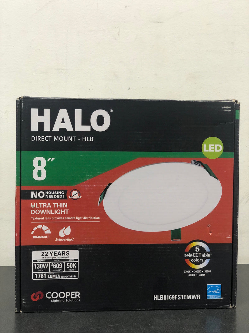 Halo HLB8169FS1EMWR HLB 8 in. Adjustable CCT Canless IC Rated Dimmable Indoor, Outdoor Integrated LED Recessed Light Kit