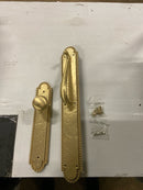 Signature Hardware 441580 Marconi Solid Brass Full Plate Dummy Door Handleset with Interior Knob - Satin Brass