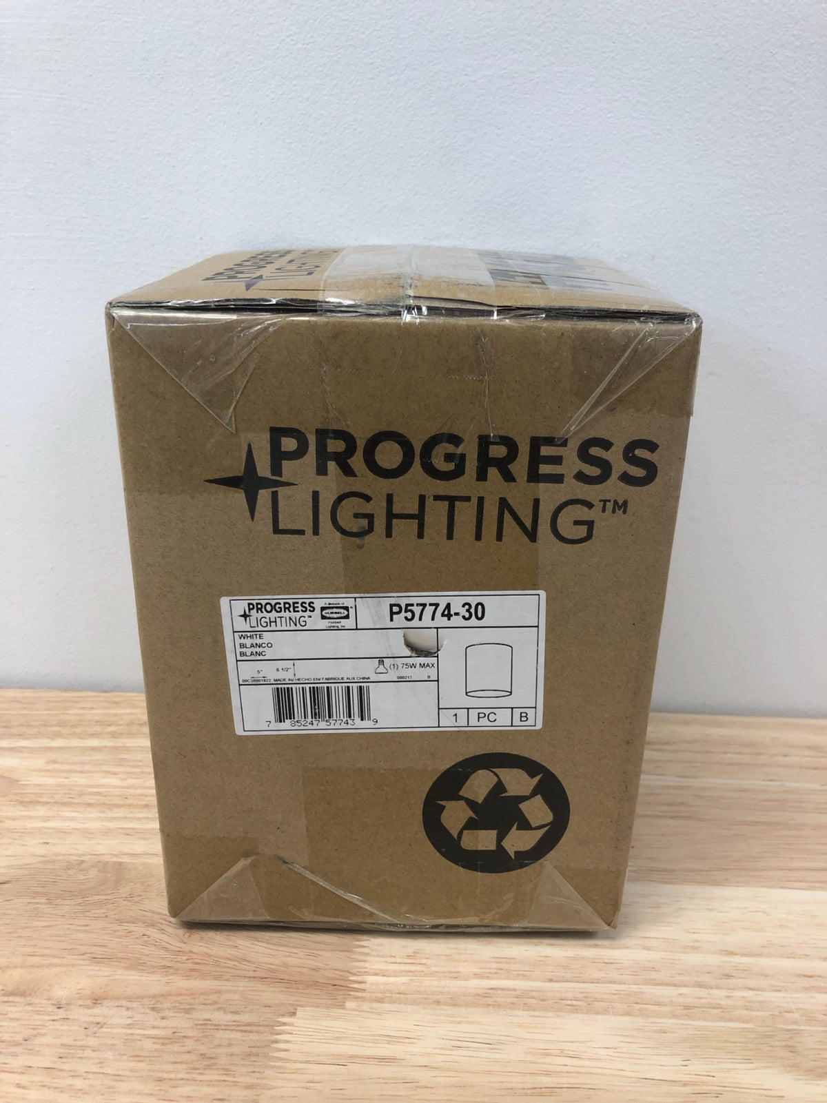 Progress Lighting P5774-30 Cylinder 1 Light Flush Mount Outdoor Ceiling Fixture - 5" Wide - White