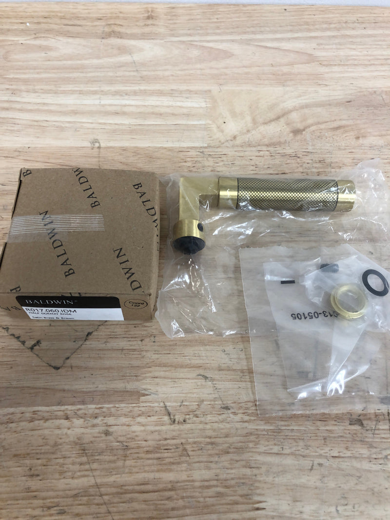 Baldwin L030060IDM L030 Gramercy Knurled Non-Turning One-Sided Dummy Door Lever with R017 Trim from the Estate Collection - Satin Brass and Brown