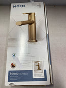 Moen Meena Bronzed Gold One-Handle Single Hole Modern Bathroom Sink Faucet with Optional Deckplate and Drain Assembly, 84794BZG