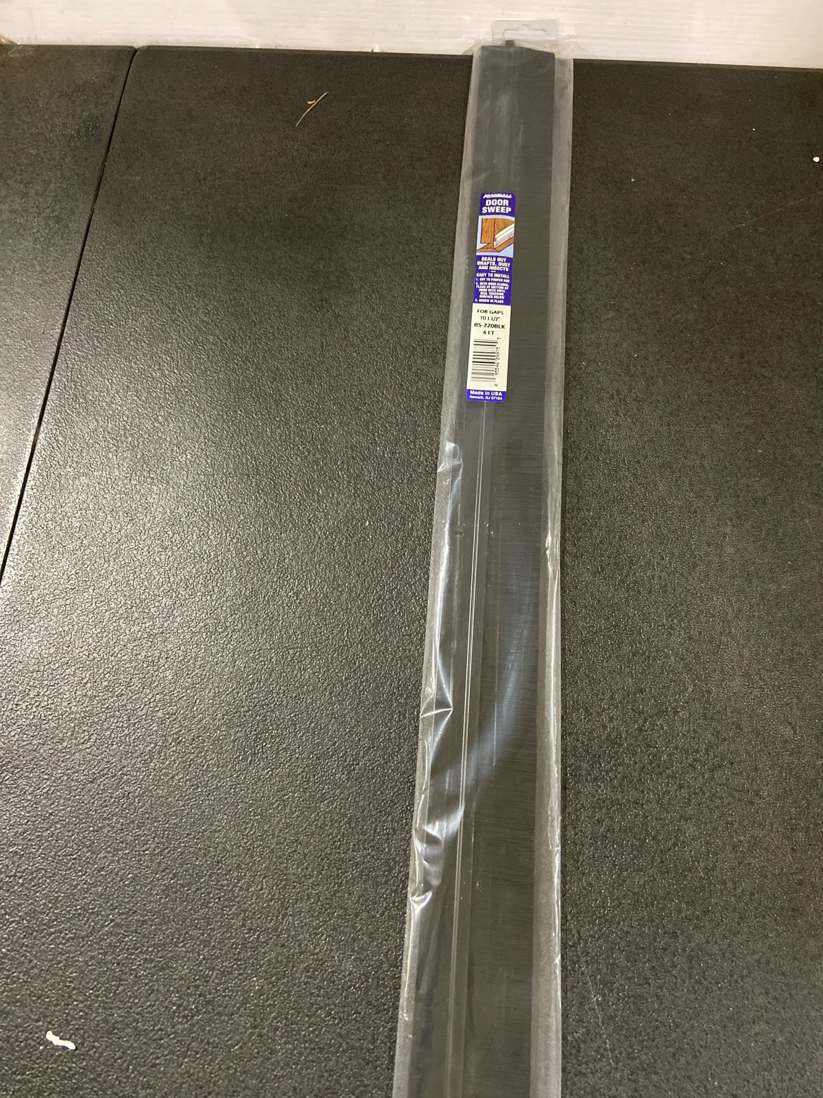 Door Sweep/Gap Filler - 4 FT Black Brush Sweep for Gaps up to 1 1/2" BS-220-BLK (4 FT (48") Long)