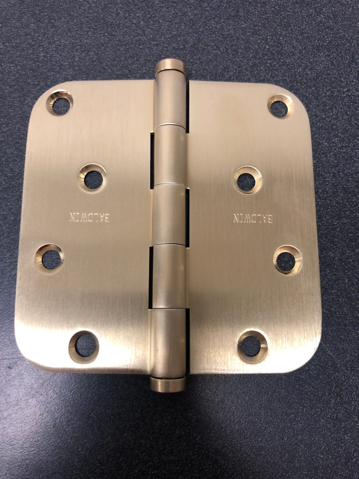 Baldwin 1140044I 4" Wide Plain Bearing 5/8" Radius Corner Mortise Door Hinge from the Estate Collection - Single Hinge - Satin Brass