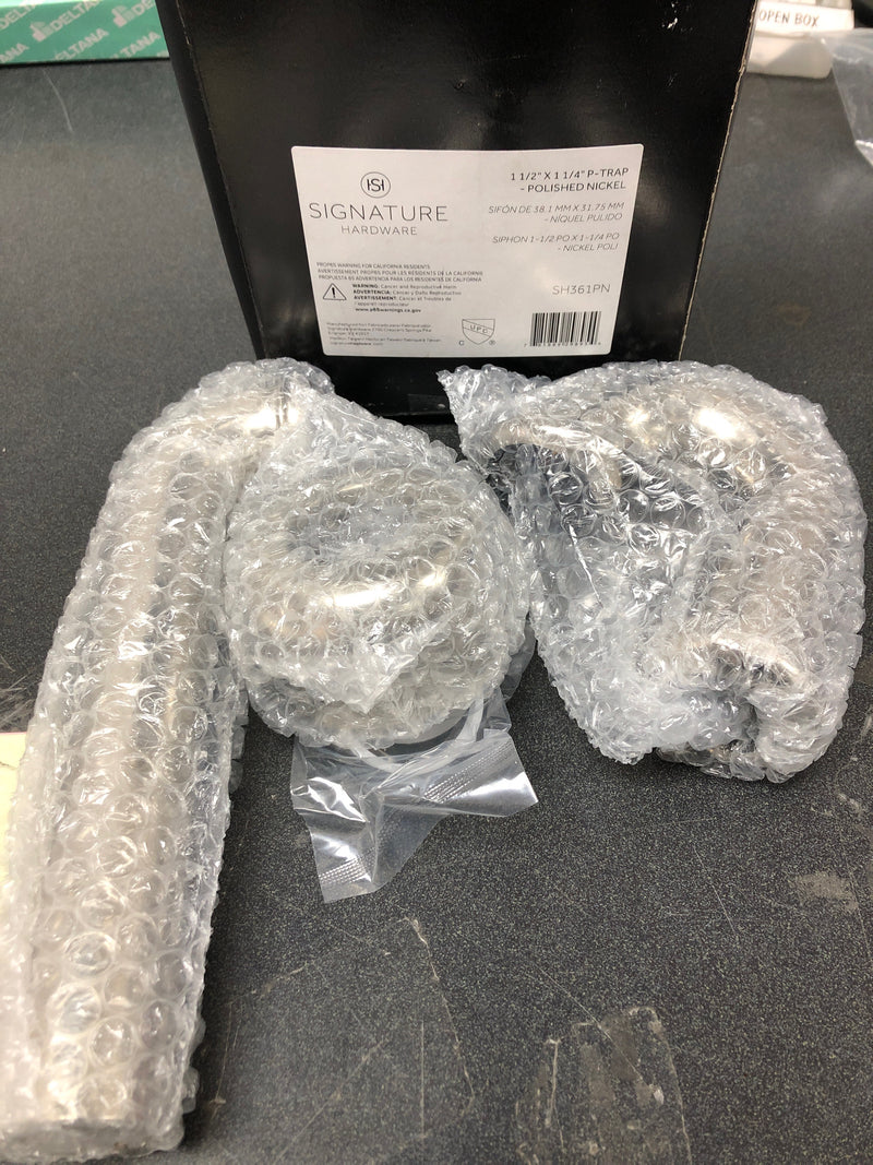 Signature Hardware SH361PN 1-1/2" x 1-1/4" P Trap with High Box Flange - Polished Nickel