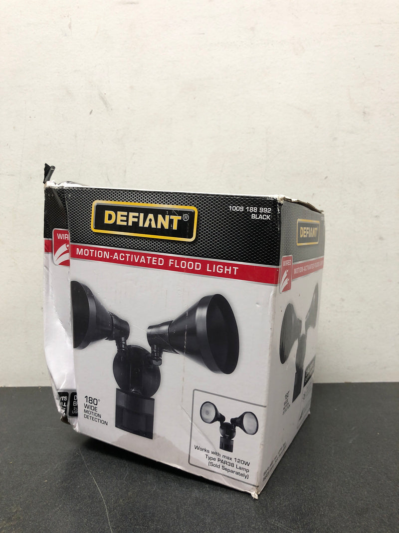 Defiant 17000162 PAR 180° Black Motion Sensor Wired Outdoor Exterior 2-Head Dusk-to-Dawn Security Flood Light